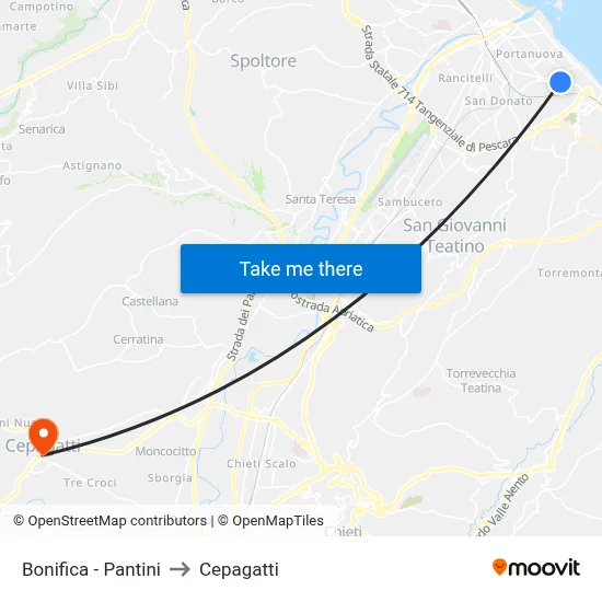 Bonifica - Pantini to Cepagatti map