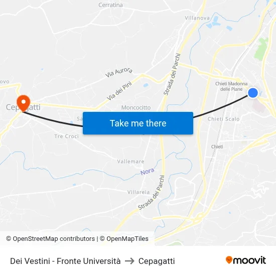 Dei Vestini - Opposite University to Cepagatti map