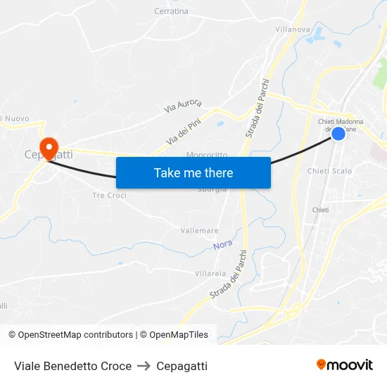 Viale Benedetto Croce to Cepagatti map