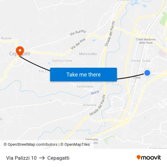 Via Palizzi 10 to Cepagatti map
