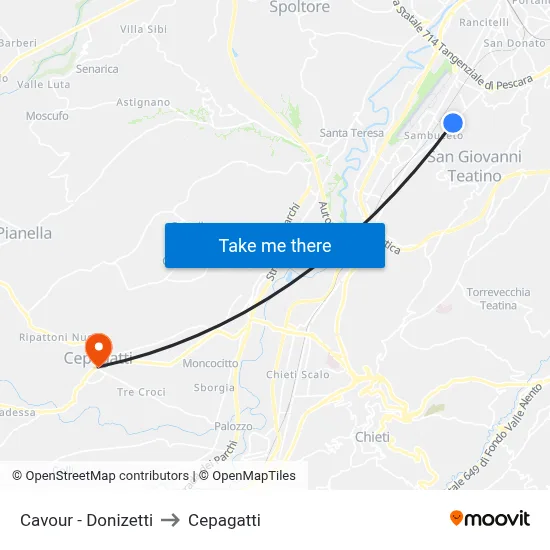Cavour - Donizetti to Cepagatti map