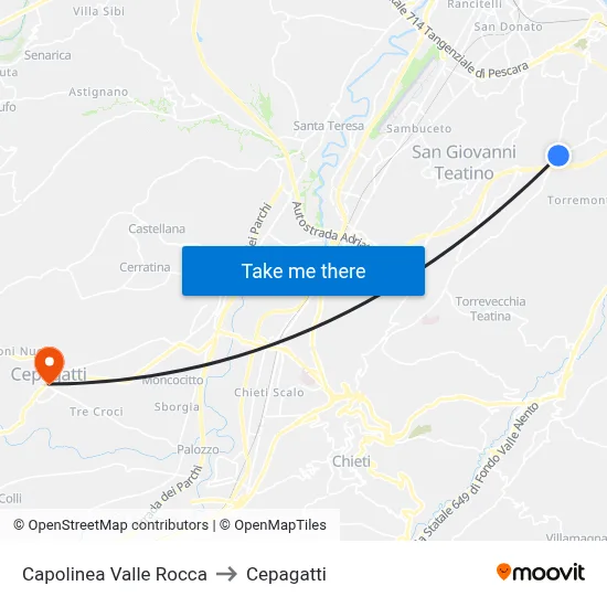 Capolinea Valle Rocca to Cepagatti map