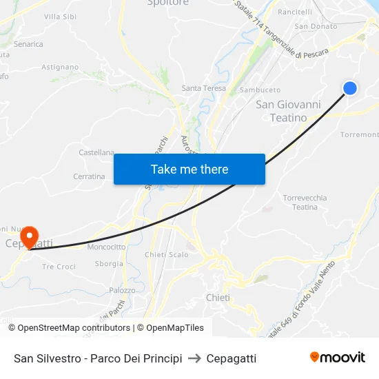 San Silvestro - Princes Park to Cepagatti map