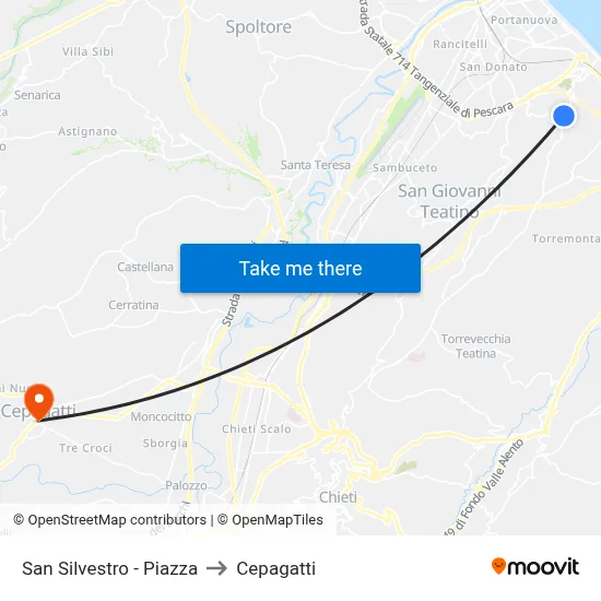 San Silvestro - Square to Cepagatti map