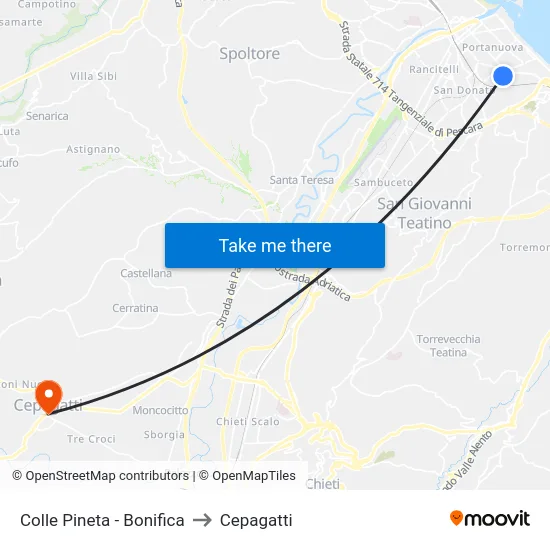 Colle Pineta - Bonifica to Cepagatti map