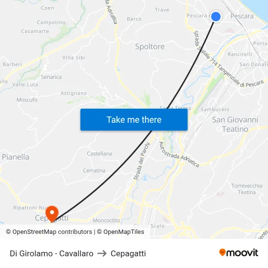Di Girolamo - Cavallaro to Cepagatti map