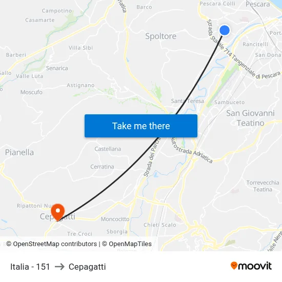 Italia - 151 to Cepagatti map