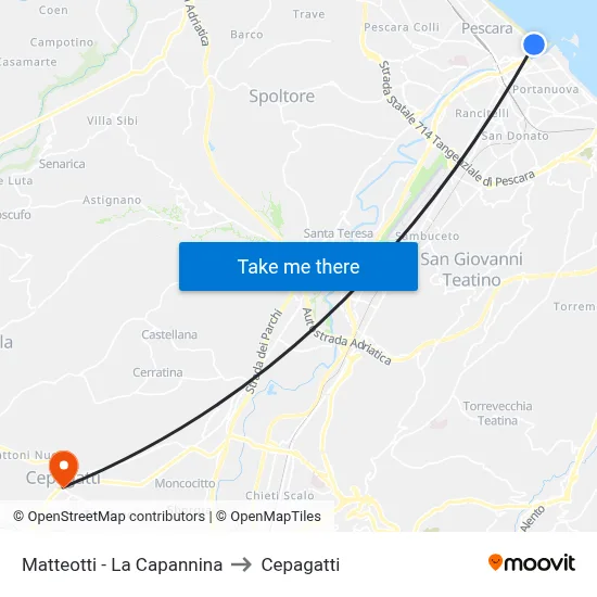 Matteotti - La Capannina to Cepagatti map