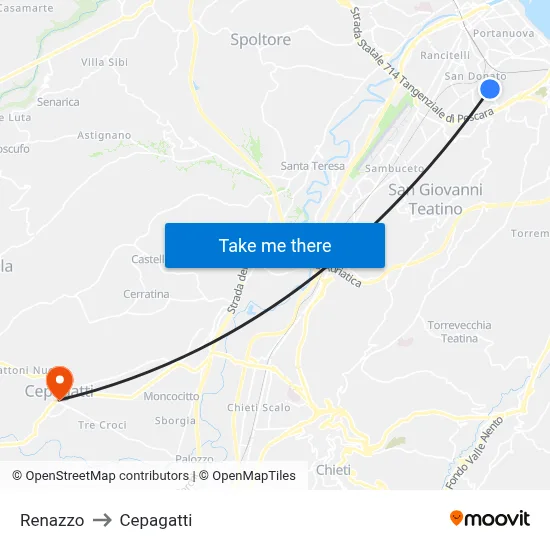 Renazzo to Cepagatti map