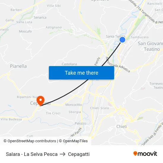 Salara - La Selva Pesca to Cepagatti map