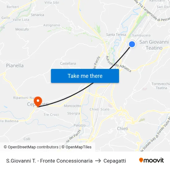 San Giovanni T. - Opposite Dealership to Cepagatti map