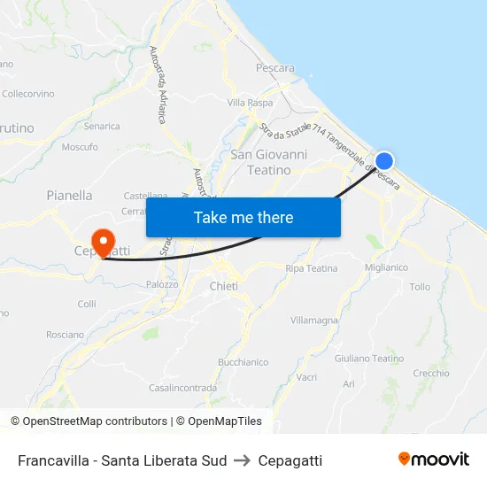 Francavilla - Santa Liberata South to Cepagatti map