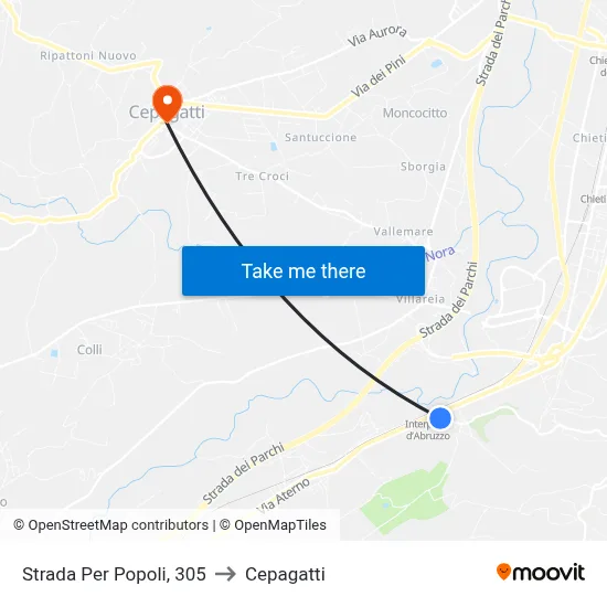 Strada Per Popoli, 305 to Cepagatti map