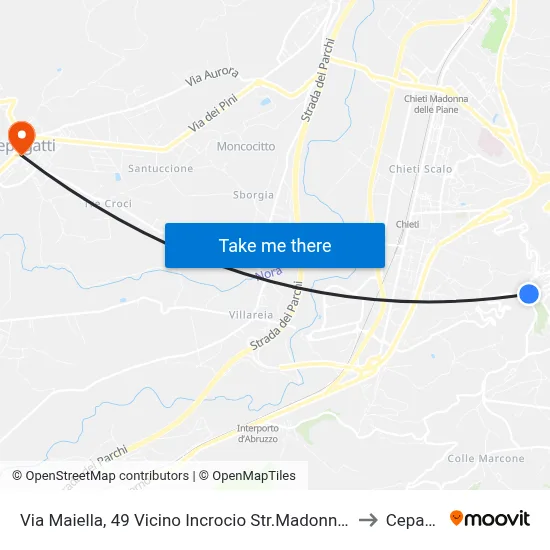 Via Maiella, 49 Vicino Incrocio Str.Madonna Della Vittoria to Cepagatti map