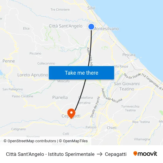 Città Sant'Angelo - Istituto Sperimentale to Cepagatti map