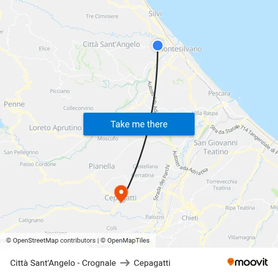 Città Sant'Angelo - Crognale to Cepagatti map