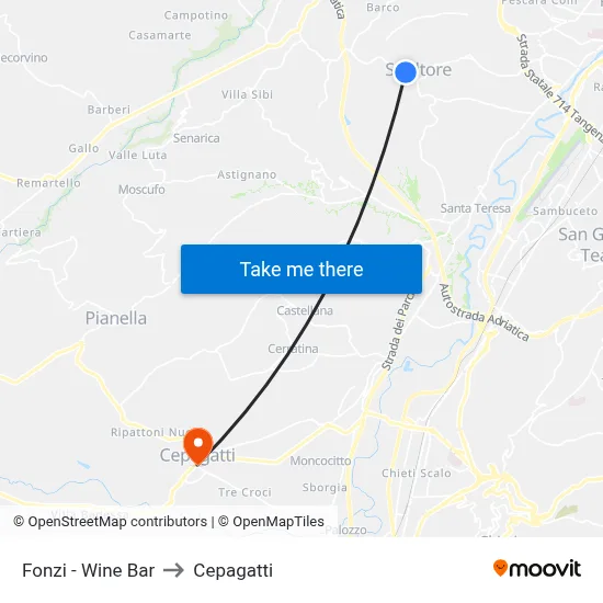 Fonzi - Wine Bar to Cepagatti map