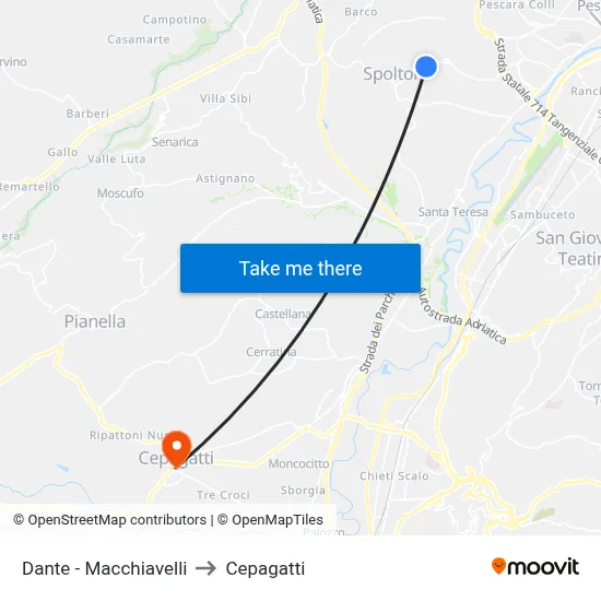Dante - Macchiavelli to Cepagatti map