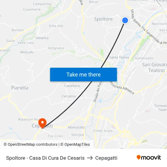 Spoltore - De Cesaris Clinic to Cepagatti map