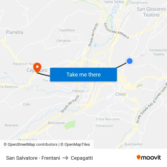 San Salvatore - Frentani to Cepagatti map