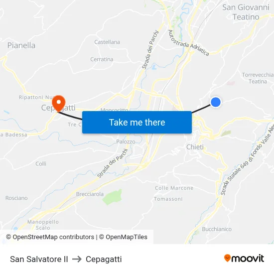 San Salvatore II to Cepagatti map