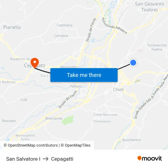 San Salvatore I to Cepagatti map