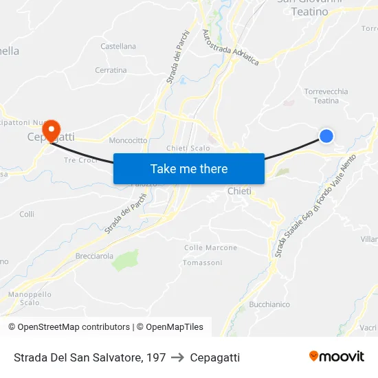 San Salvatore Road, 197 to Cepagatti map