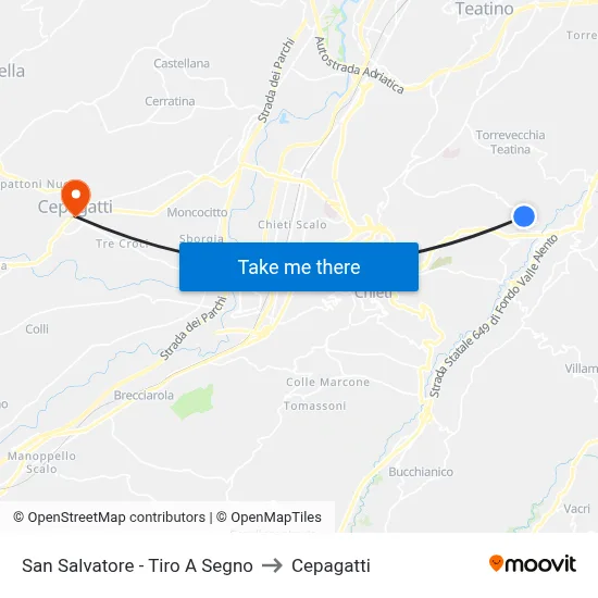 San Salvatore - Shooting Range to Cepagatti map