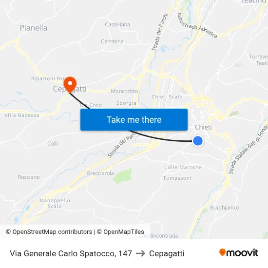 General Carlo Spatocco Street, 147 to Cepagatti map