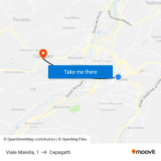 Maiella Avenue, 1 to Cepagatti map