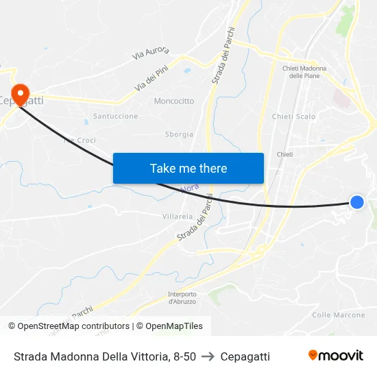 Madonna Della Vittoria Road, 8-50 to Cepagatti map