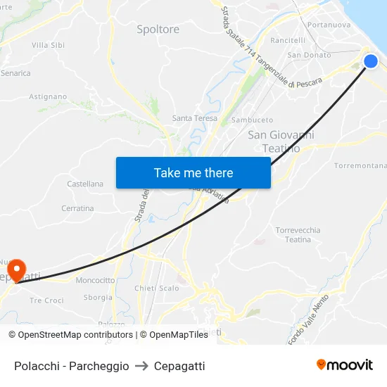 Polacchi - Parking to Cepagatti map