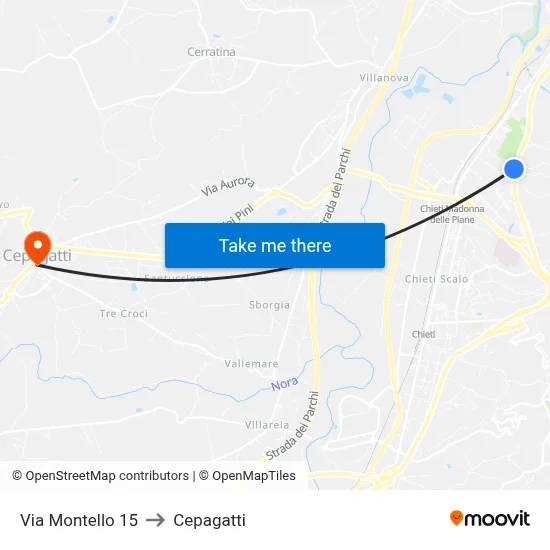15 Montello Street to Cepagatti map