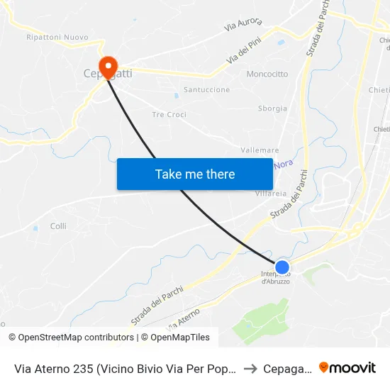 Via Aterno 235 (Vicino Bivio Via Per Popoli) to Cepagatti map
