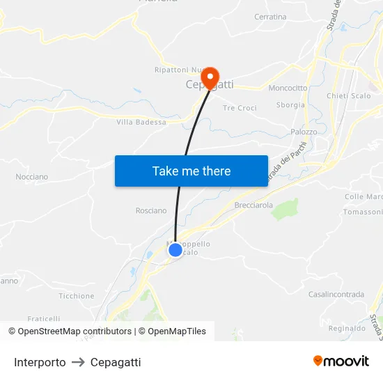 Interport to Cepagatti map