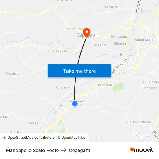 Manoppello Scalo Post Office to Cepagatti map
