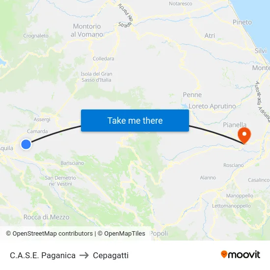 C.A.S.E. Paganica to Cepagatti map