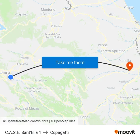 C.A.S.E. Sant'Elia 1 to Cepagatti map