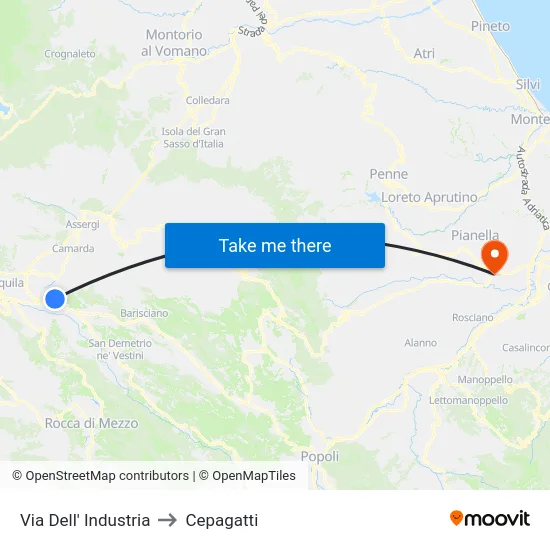 Via Dell' Industria to Cepagatti map