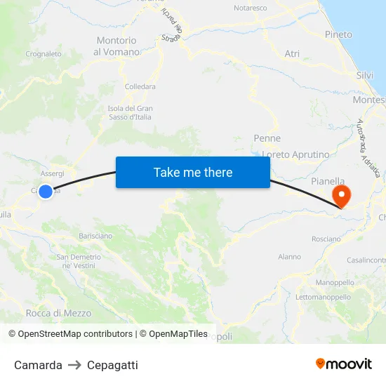 Camarda to Cepagatti map