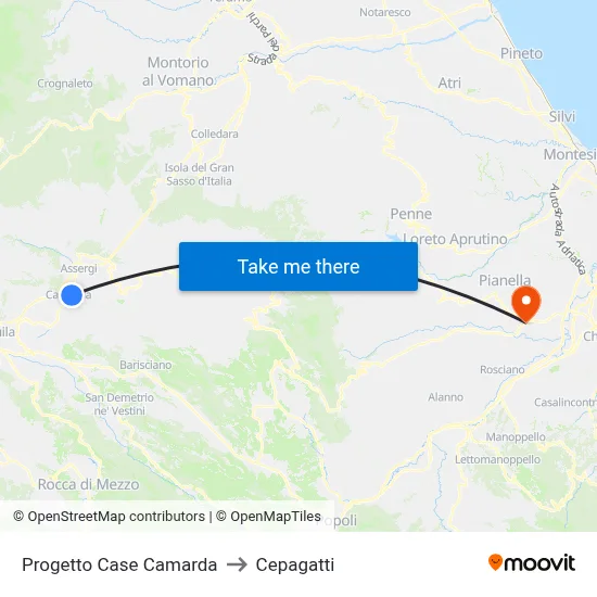 Progetto Case Camarda to Cepagatti map