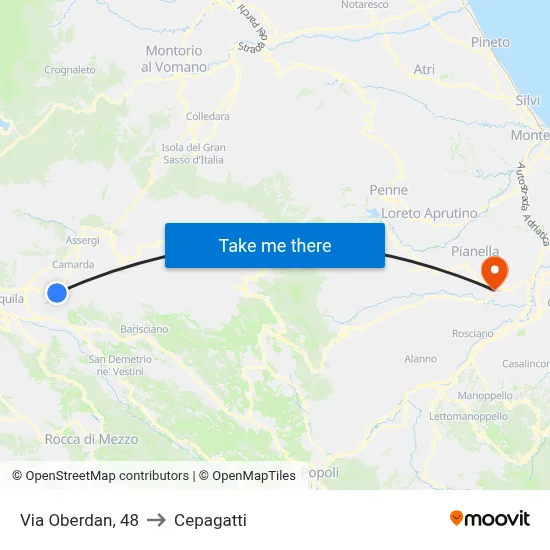 Via Oberdan, 48 to Cepagatti map