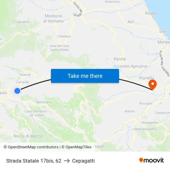 Strada Statale 17bis, 62 to Cepagatti map
