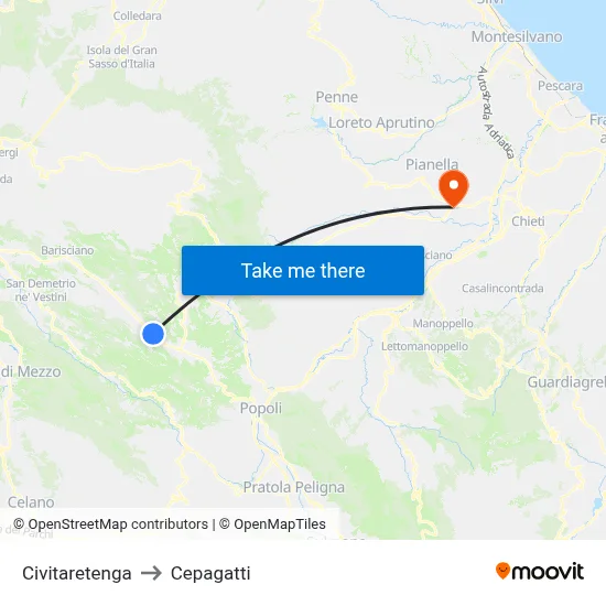 Civitaretenga to Cepagatti map