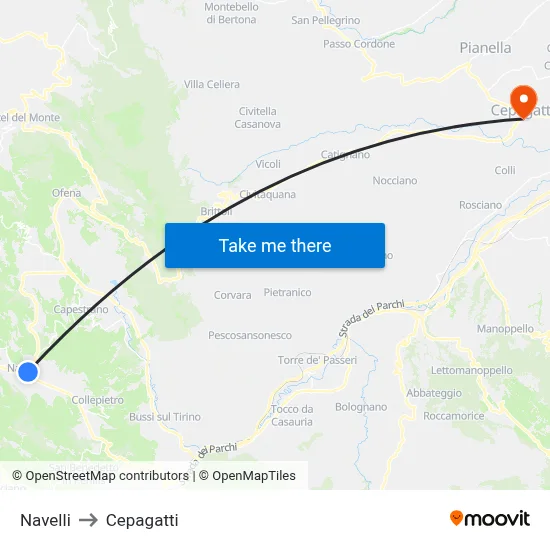 Navelli to Cepagatti map