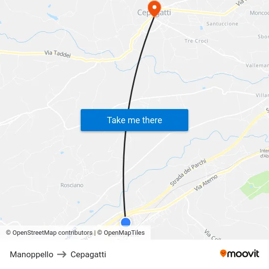 Manoppello to Cepagatti map