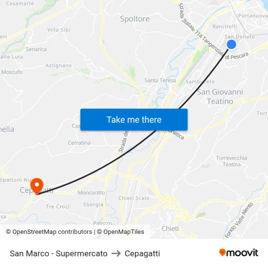 San Marco - Supermarket to Cepagatti map