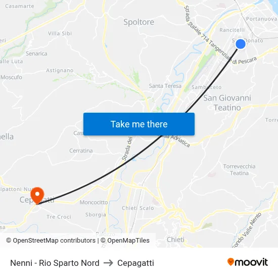 Nenni - Rio Sparto Nord to Cepagatti map