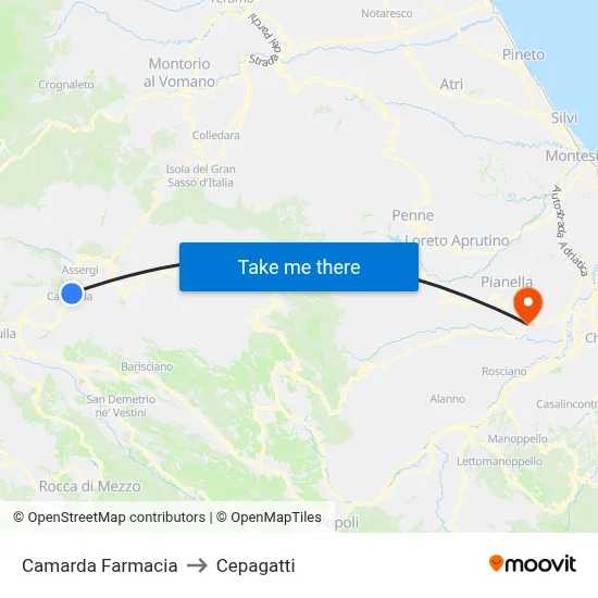 Camarda Pharmacy to Cepagatti map