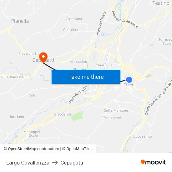 Largo Cavallerizza to Cepagatti map